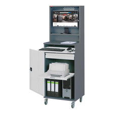 Stier Computerschrank Schrank Computerstation Anthrazitgrau fahrbar 650x520x1482