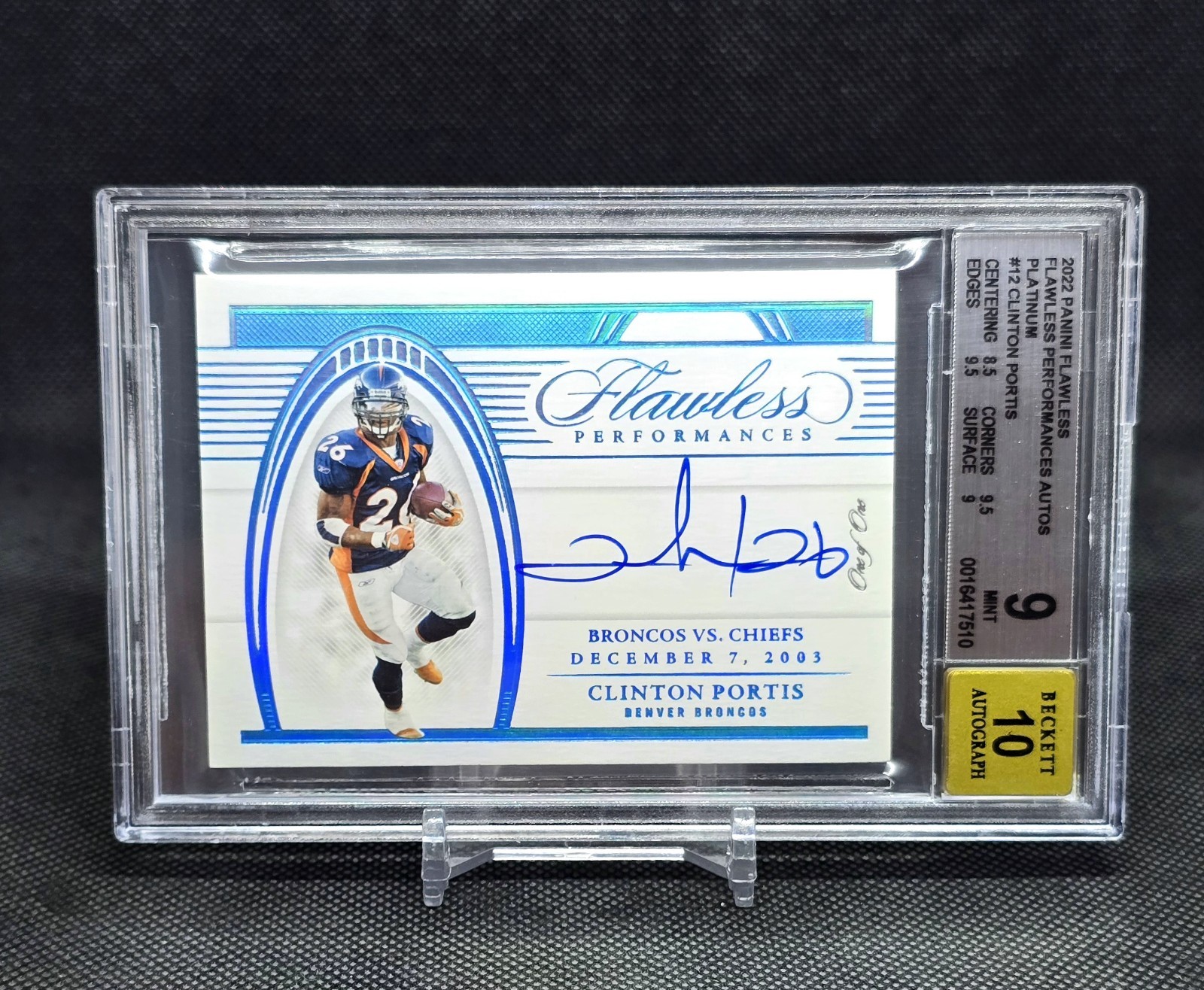 2022 Flawless CLINTON PORTIS Flawless Performances Auto - Platinum 1/1 BGS 9