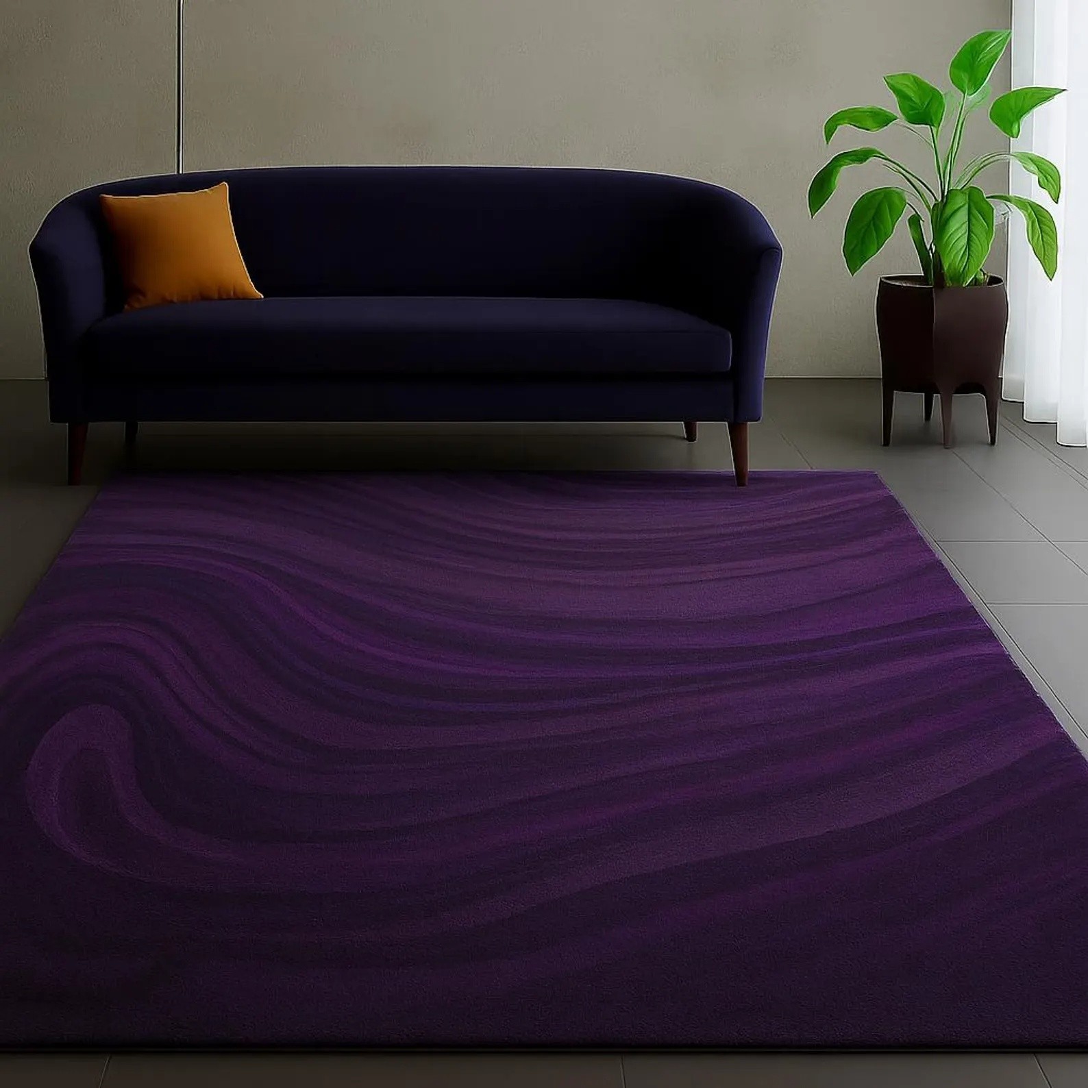 Modern Purple Swirl Abstract Wave Pattern Carpet Hand Tufted Luxury  NZ Wool Rug