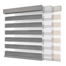 Cordless Zebra Blinds (Pro), Dual Layer Light Control Zebra Blinds for Window...
