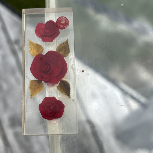 Vintage Vanity Dresser Tray Lucite Rose Handles 7x14 MCM Retro Hollywood Regency - Picture 4 of 9