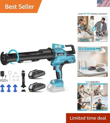 Cordless 29oz Caulking Gun with Anti-Drip, Stepless Speed & LED - Effortless Use