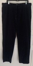 Haggar 38/42 Corduroy Pants Navy Vtg Button Zip, Pockets, Elastic Waistband