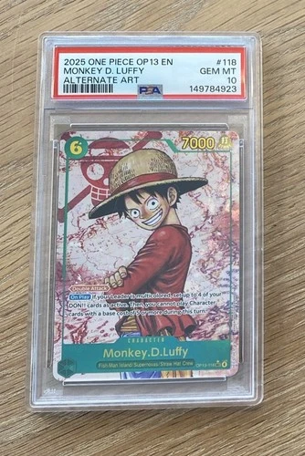 2025 One Piece #OP13-118 Monkey D. Luffy SEC Alt Art Carrying On His Will PSA 10