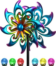 Solar Wind Spinners Metal Bird of Paradise Kinetic Garden Yard Art