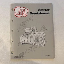 J&N Auto Electric Inc. Starter Breakdowns 1998 Catalog #910-18810