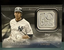 2021 Topps Update 70th Anniversary Logo Patch Alex Rodriguez 274/299 Yankees