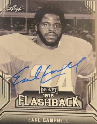 2019 Leaf Draft Draft Flashback #5 Earl Campbell Autographed Beckett COA