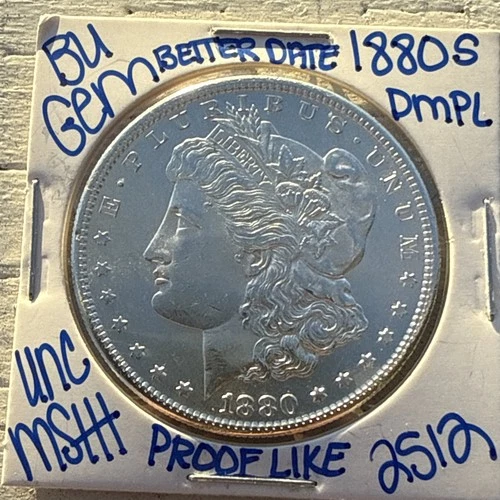 1880 S BU UNCIRCULATED MORGAN SILVER DOLLAR AUTHENTIC U.S.MINT DMPL 2512