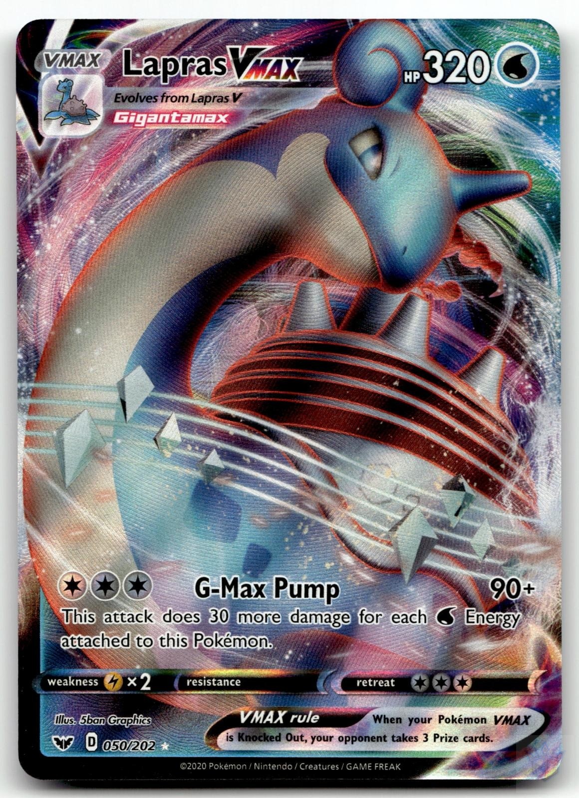 Lapras VMAX 050/202 Sword & Shield VMAX Rare Holo NM Pokemon Card