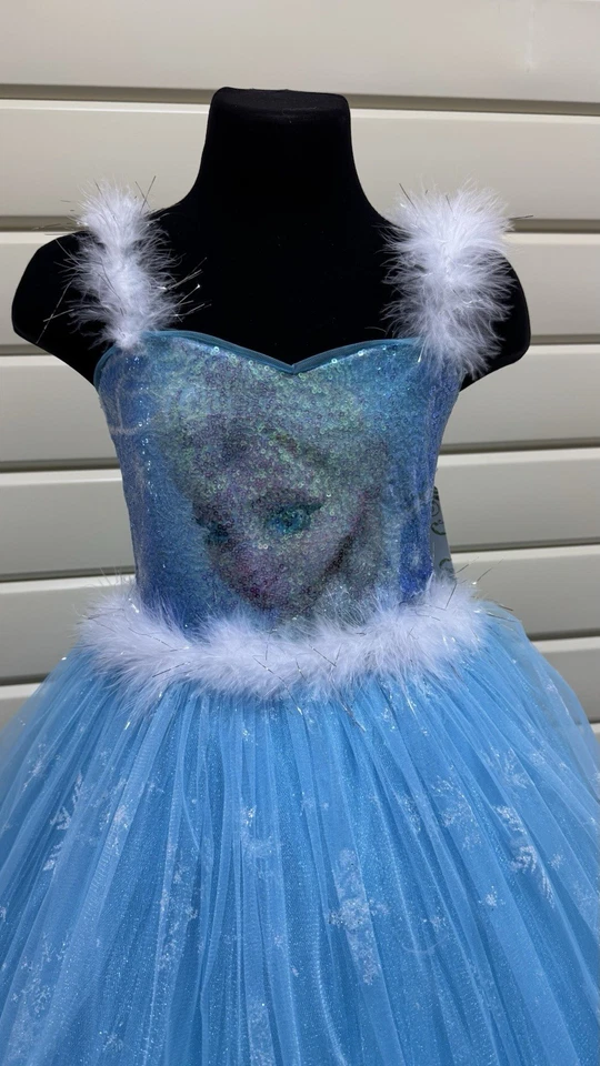 girls elsa frozen dress- Tutu Dress With Fur, Rare Find - Image 2 of 4