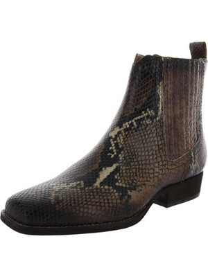 ZODIAC Womens Black Python Heel Pull-Tab Arrow Block Heel Leather Chelsea 7 M
