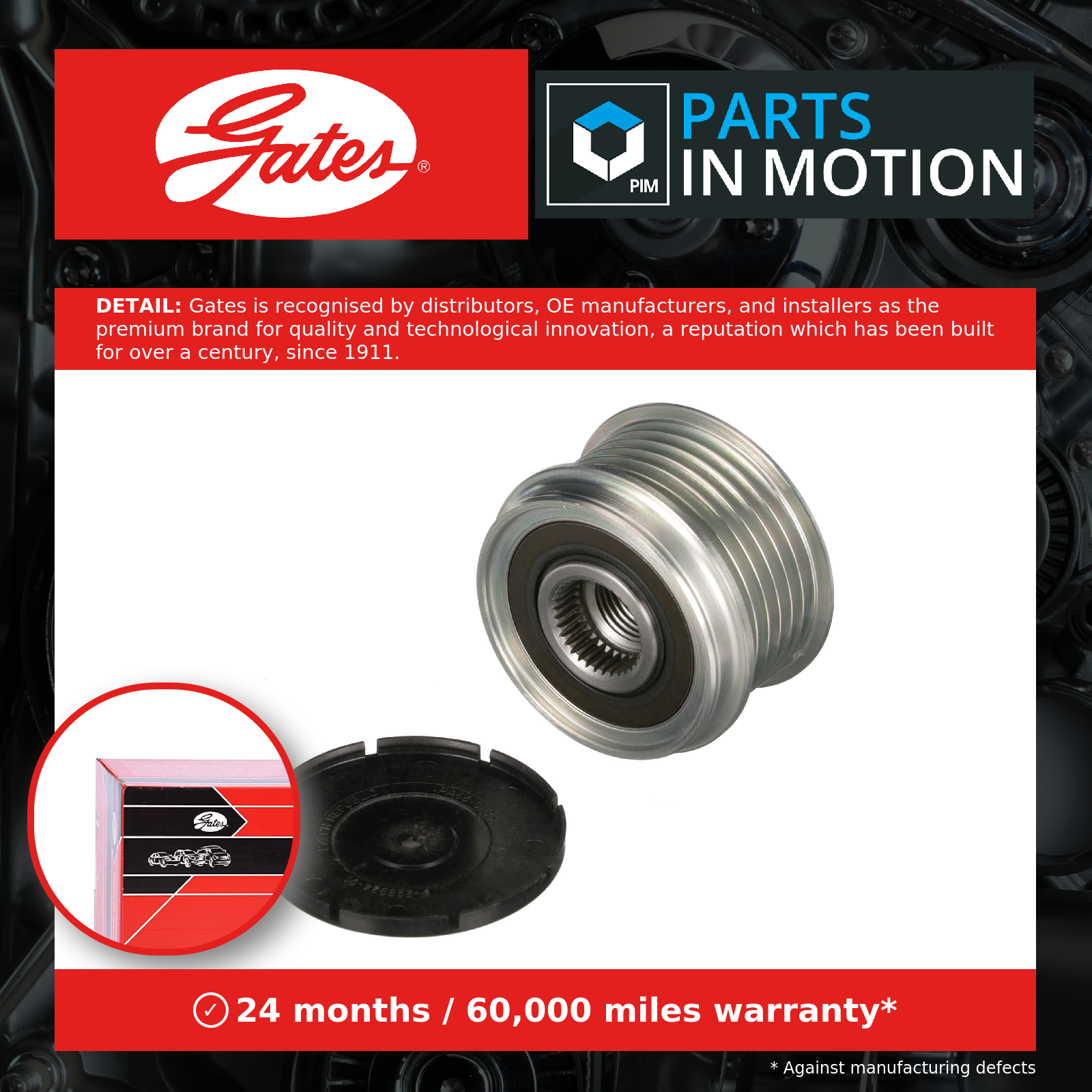 Overrunning Alternator Pulley fits PORSCHE 911 996 3.4 97 to 01 Clutch Gates New - Image 2