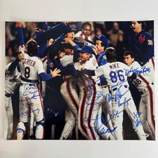 Autographed/Signed 1986 New York Mets Team 26x Sigs WS 16x20 Photo JSA COA #5