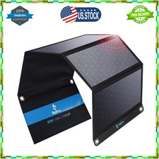 28W Solar Panel Charger with Dual USB-C and USB-A, Portable Solar Phone Charger