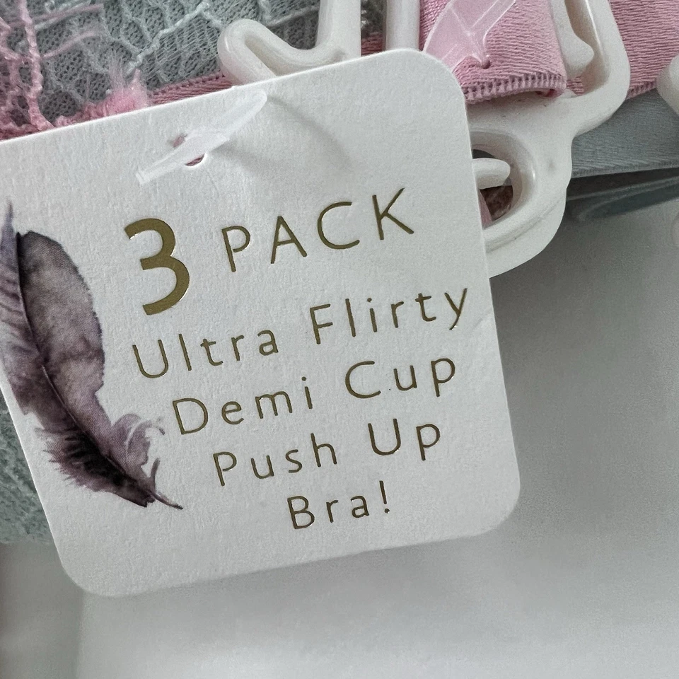 Sutiã Jessica Simpson Ultra Flirty Demi Cup Push Up Tamanho 36C Pkg/3 Várias Cores - Imagem 4 de 4