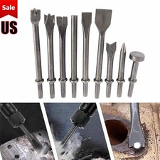 9pcs 0.39 Inch Shank Pneumatic Air Hammer Bits Chipping Chisel Punch Tool Set