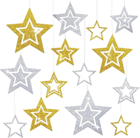 Glitzer Sterne Zum AufhäNgen Gold Silber,14 Stk Weihnachtsdeko Stern Zum AufhäNg
