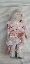 16” BLONDE PORCELAIN DOLL SET & CARRIAGE NEW