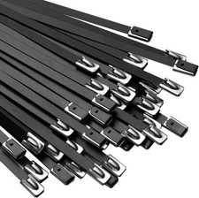 OFFO Black Zip Ties Made of Metal 19.7 in Premium Heavy in, Matte 