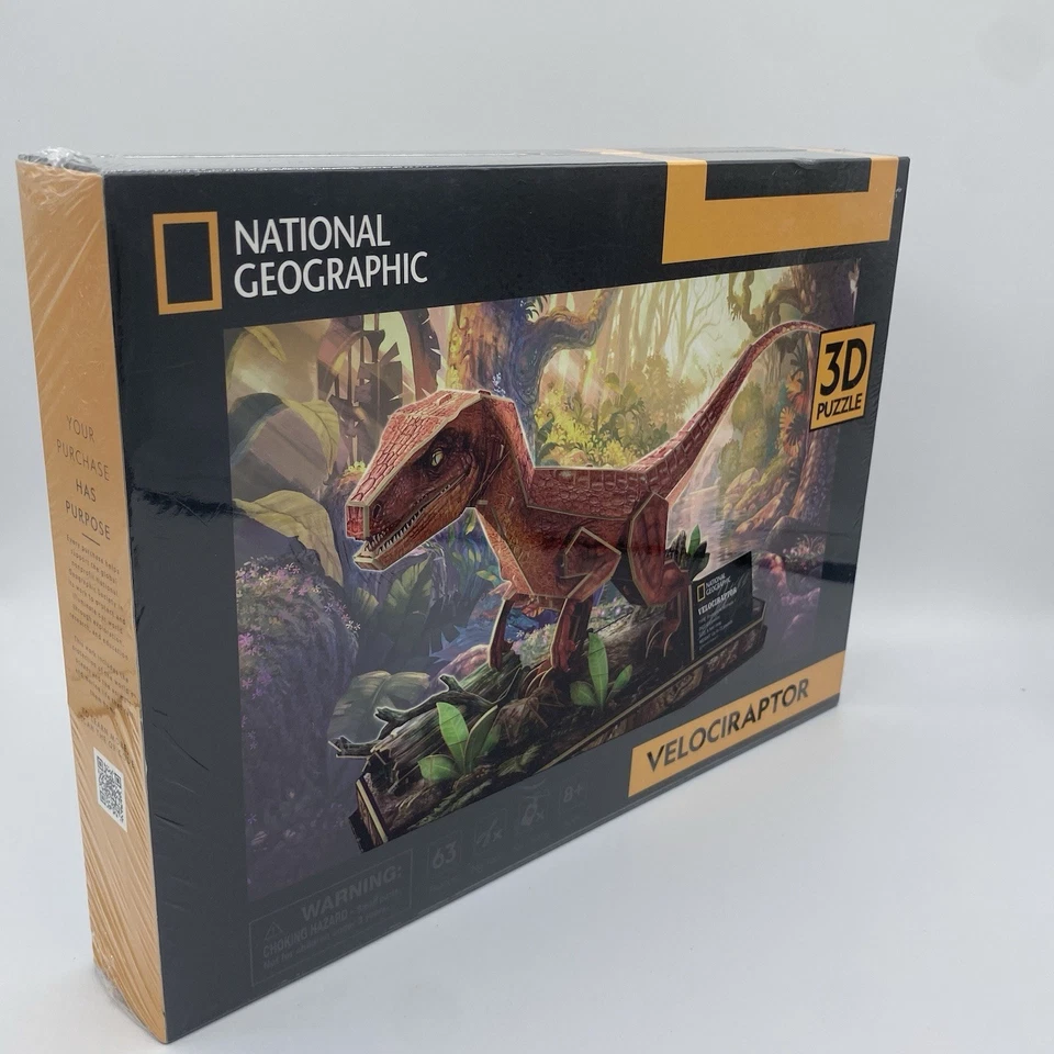 Puzzle 3D Puzzle Velociraptor National Geographic New In Box 63 Pieces - Image 2 of 4