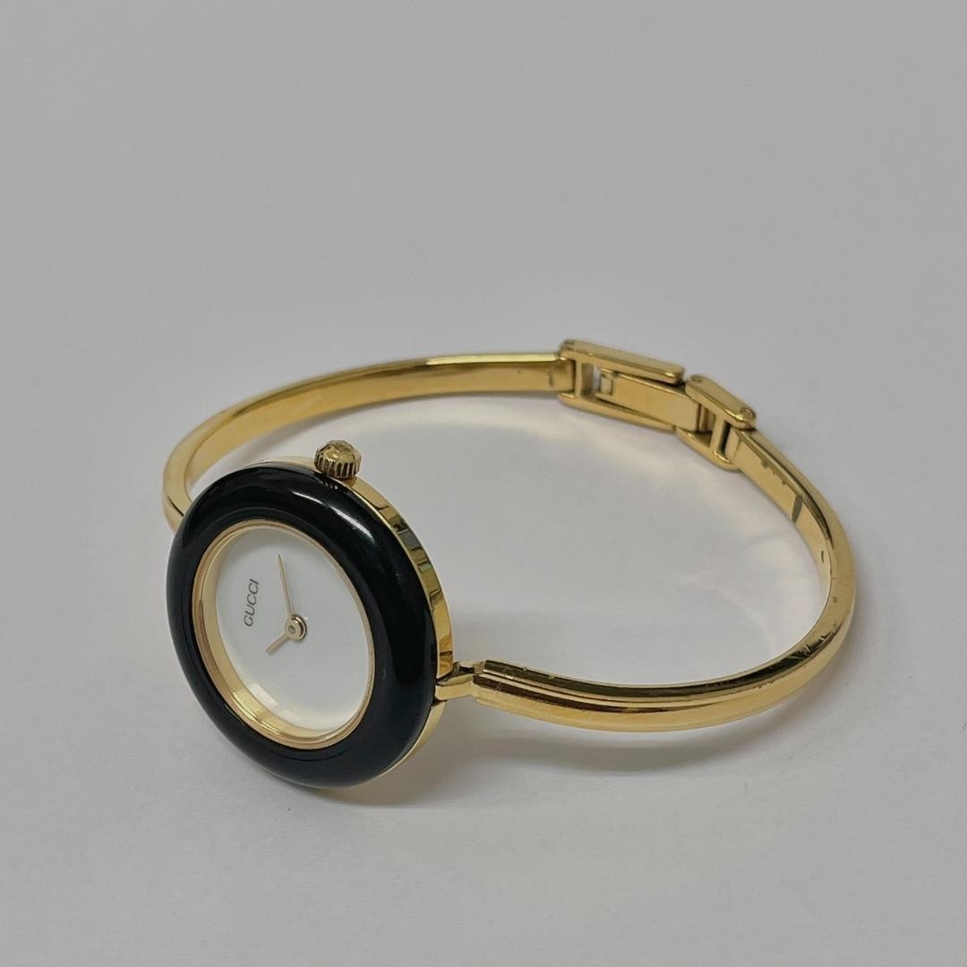 GUCCI Change Bezel Black Color Gold Women's Watch L Size Working Beautiful image 2