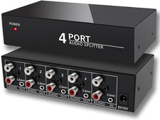 3.5Mm Aux  RCA L/R Audio Splitter 1 in 4 Out Stereo Analog Audio Distributor Bo