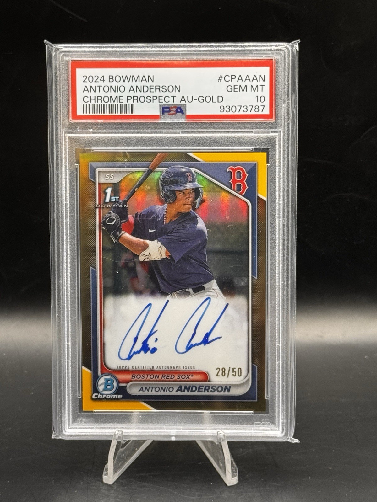 Antonio Anderson 2024 Bowman Chrome 1st TRUE Gold Auto /50 PSA 10 Boston Red Sox
