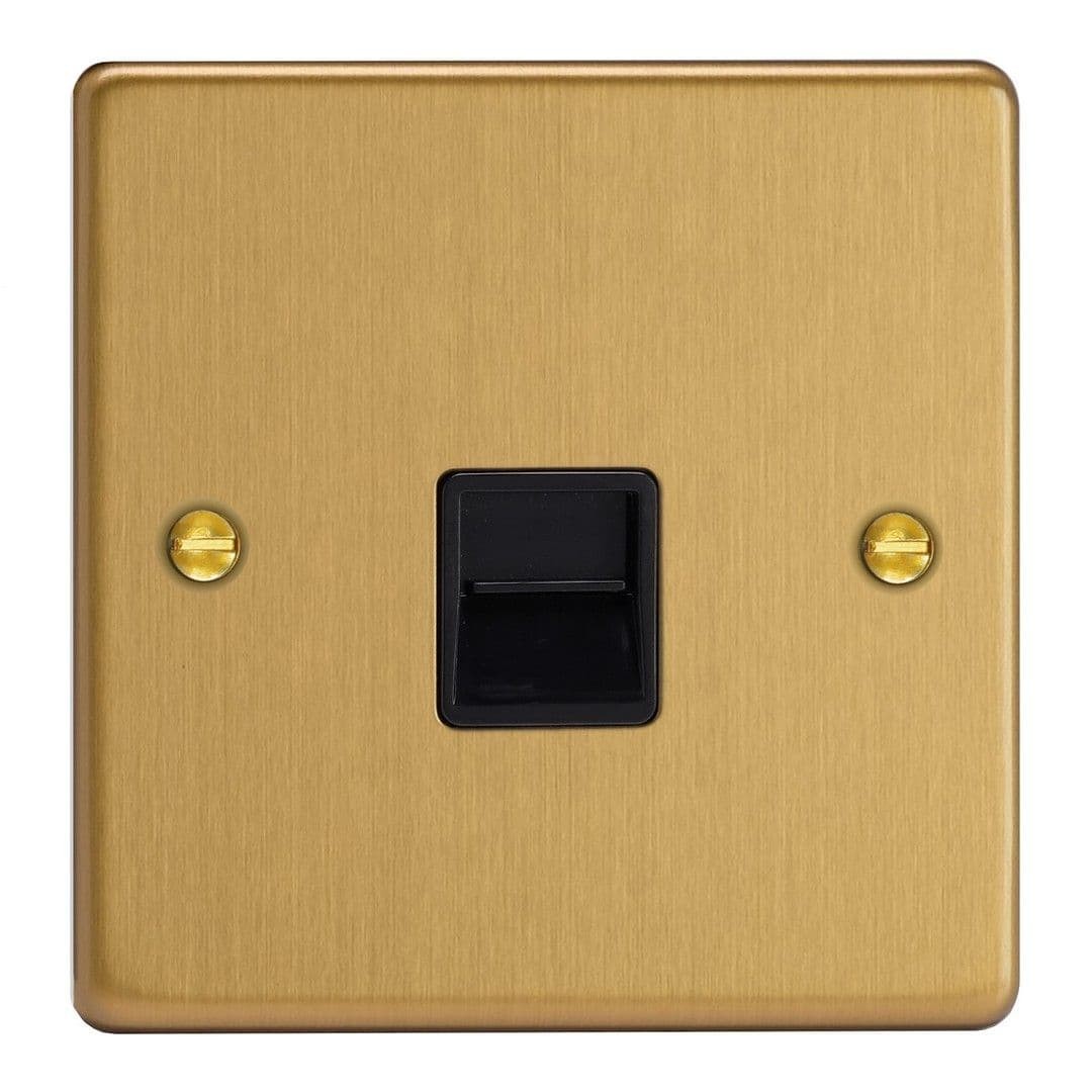 Varilight XDETSB.BB Essential Brushed Brass 1 Gang Telephone Secondary Socket