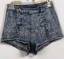 High Waisted Acid Wash Jean Shorts Size L