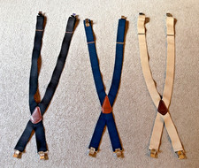 Carhartt 2" Wide Clip-On Elastic Suspenders Lot of 3 - Black, Blue, Tan