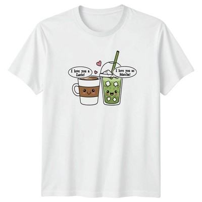 I Love You A Latte I T-Shirt Kaffee Tee Wortspiel Getränk Valentinstag Geschenk