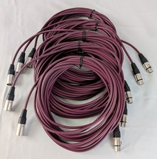Image of Set of 5 XLR Mic Leads 10m Long Purple Cable with Rewireable XLR Plugs