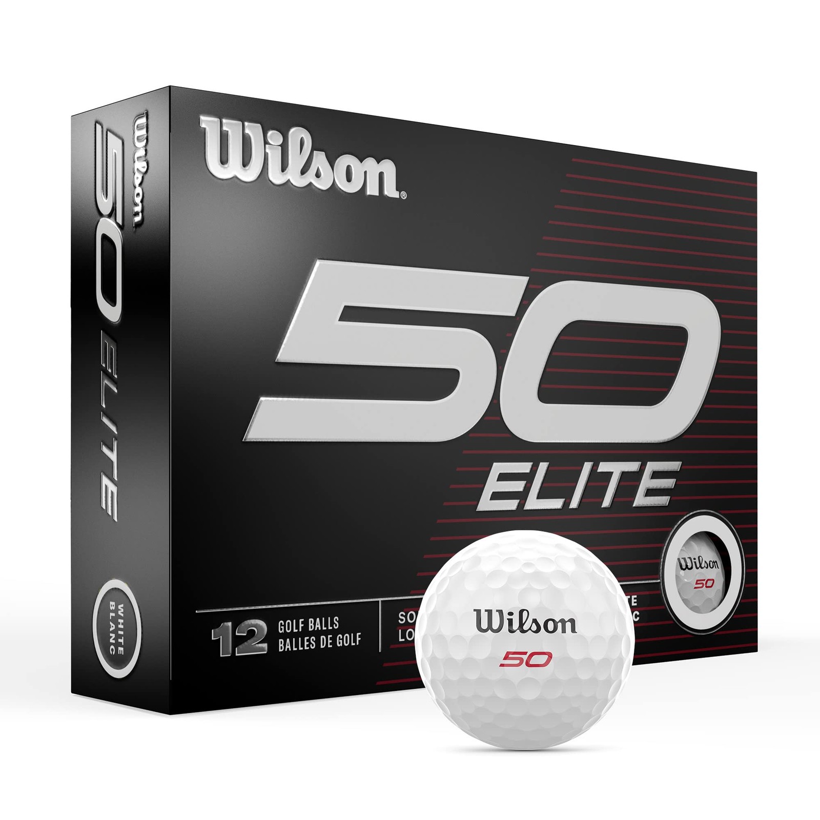 Balls Wilson Fifty Elite 12 Pack 1.68 White Golf
