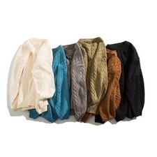 Retro Style Men Sweater Twisted Knitted Casual Warm O Neck Loose Fit Pullover