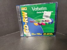 NEW Verbatim CD-RW 700MB 80Min 10 Disc Pack Assorted Colors in Slim Jewel Cases