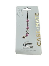 Case-Mate Beaded Universal Mini Phone Heart Charm Pink Purple Hearts Pearls