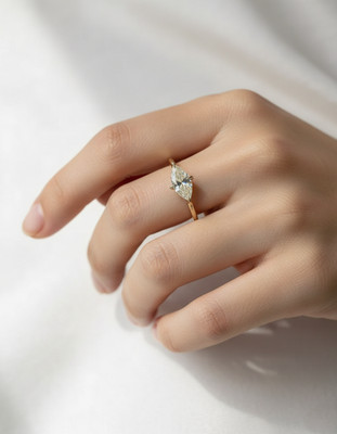 Solitare Ring 1.25Ct East West Marquise Moissanite Stone Engagement Ring 925 SIL