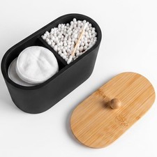 Cotton Swab Holder,Round Cotton Pads Balls Qtip Holder Dispenser with Lid, 2 ...