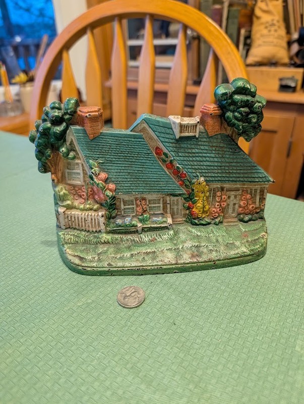 Vintage Hubley Cast Iron Doorstop Cottage