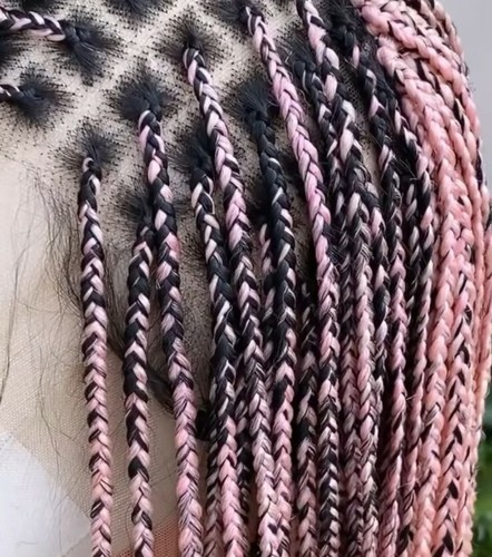Tiny Ombre Knotless braided lace front wig human hair frontal(13×6) - Picture 3 of 6