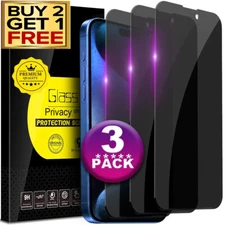 3x For iPhone 17 16 15 14 13 12 Pro Max Privacy Tempered Glass Screen Protectors