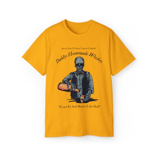 T-shirt donna occhi marroni Liquor Co.: Daddy's Homemade Whiskey unisex ultra cotone - Foto 18 di 45