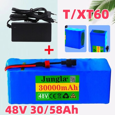 E-Bike Akku 48V 13S3P 30Ah/58Ah T/XT60 Li-ion Batterie Akku mit Ladegerät Neu DE