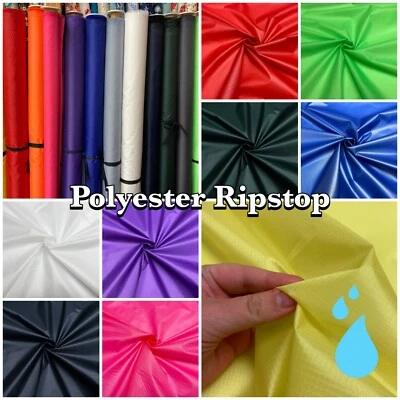 Ripstop Waterproof Fabric Plain Polyester Light Showerproof Dressmaking + Craft