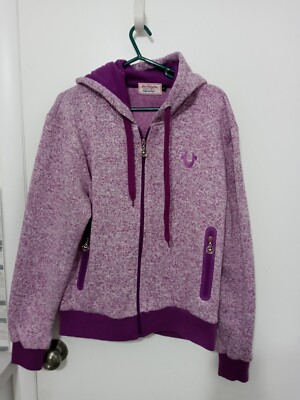 True Religion Sportswear California Style Purple Fleece Full Zip Hoodie 