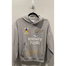 LOONEY TUNES Grey Bugs Bunny Hooded Sweatshirt Size S