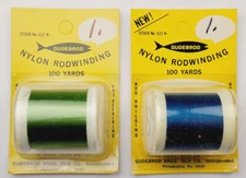 1 Spool Gudebrod Nylon Rod Thread Size A 100 yds - Pick Color Green OR Blue