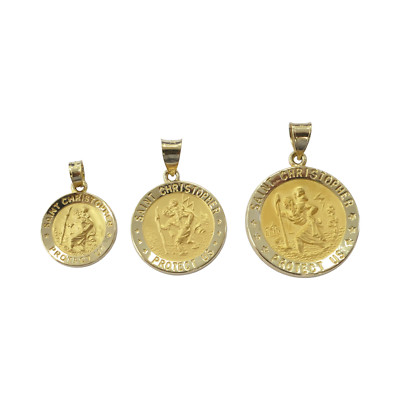 14K Gelbgold Religiöser St. Christopher Charm Anhänger, 14k