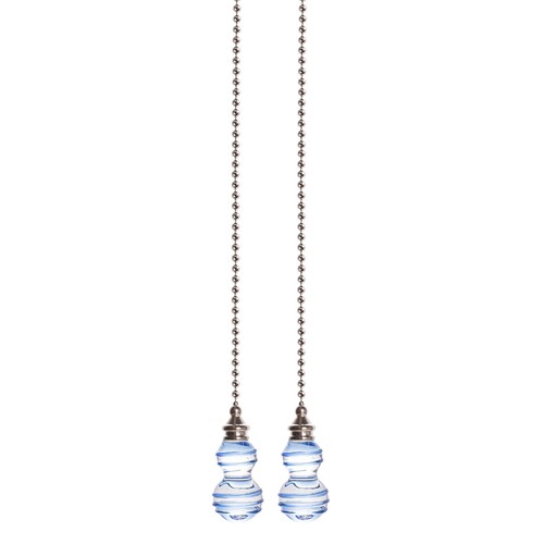 2pz Ventilatore da Soffitto Cristallo Tirare Catena Pendente Prisma Blu Forma Zucca Decorazione - Foto 2 di 5